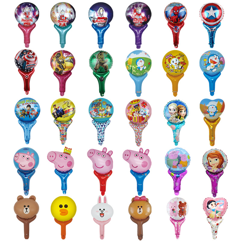 Local promotion and traffic scanning code small gifts Children's Day event decoration handheld stick cartoon birthday aluminum film balloon arrangement