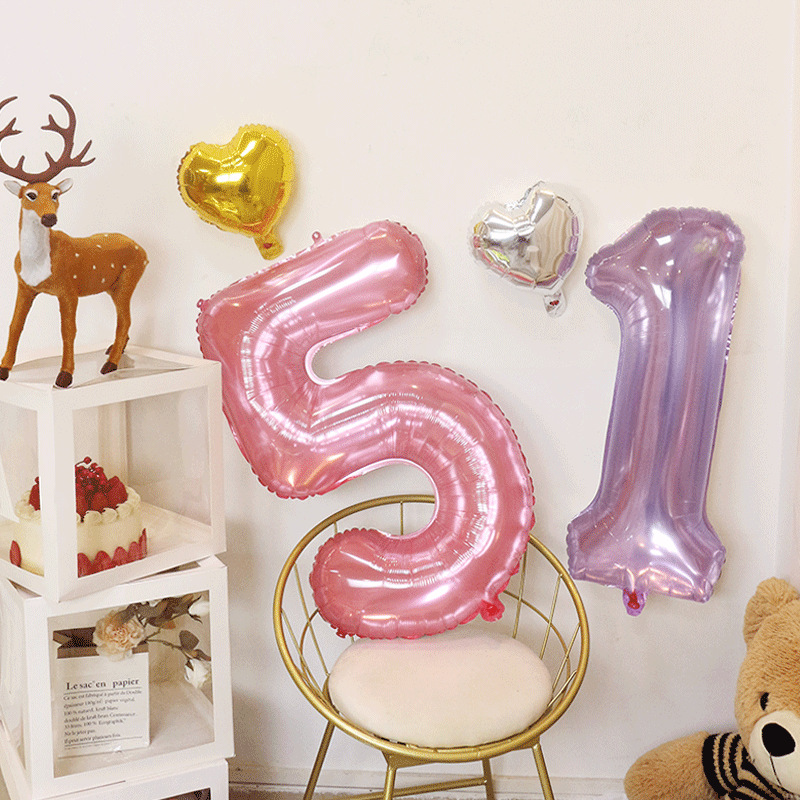 Cross-border wholesale Amazon ins internet celebrity popular 32-inch 40-inch jelly color crystal balloon packaging numbers floating in the air