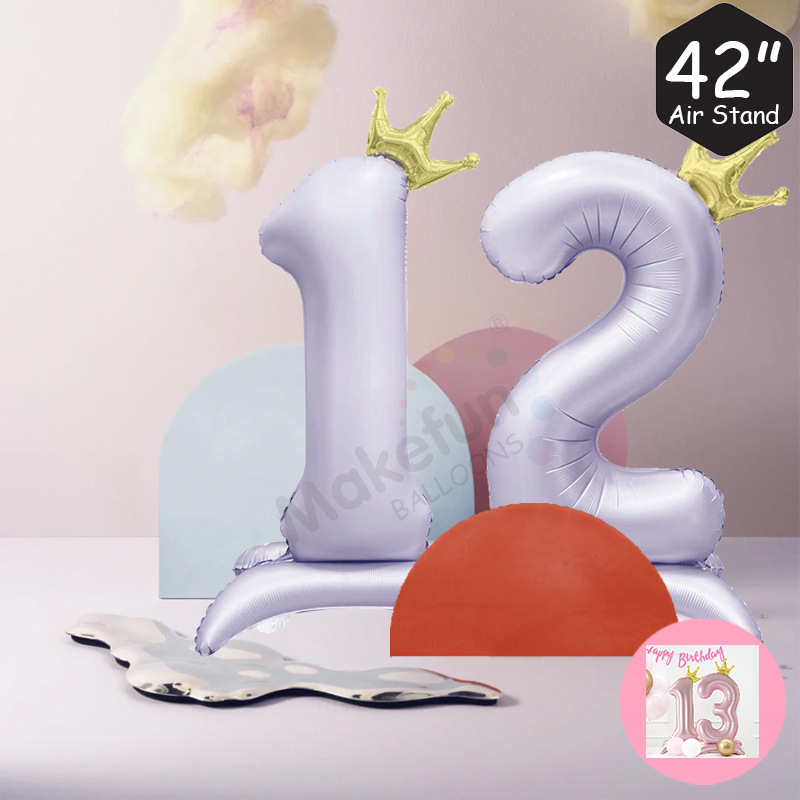 Large base metal pink blue standing number party birthday tabletop decoration fine packaging aluminum film balloons