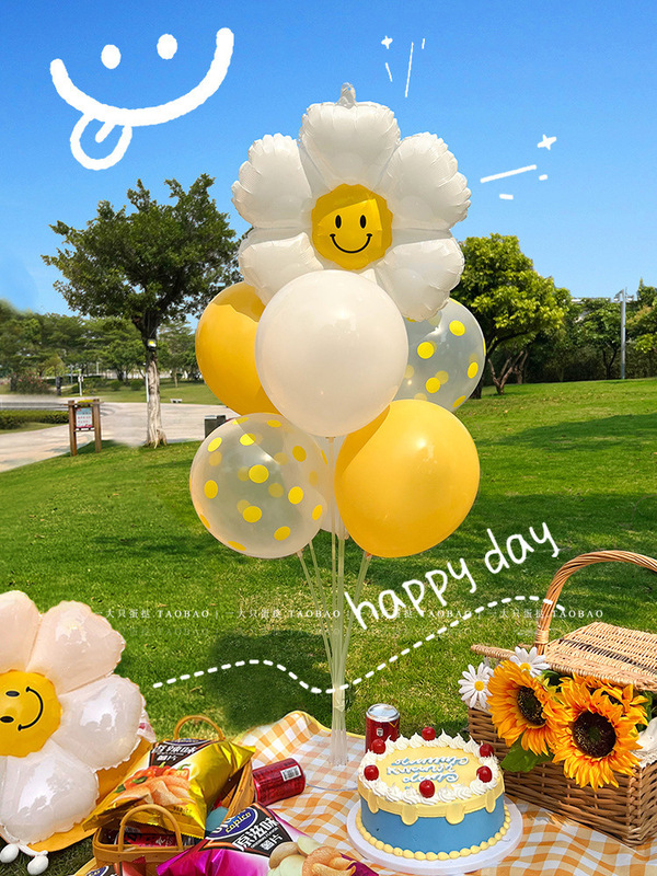 Spring outing picnic decoration balloon outdoor baby birthday party layout table floating camping team building internet celebrity photo props