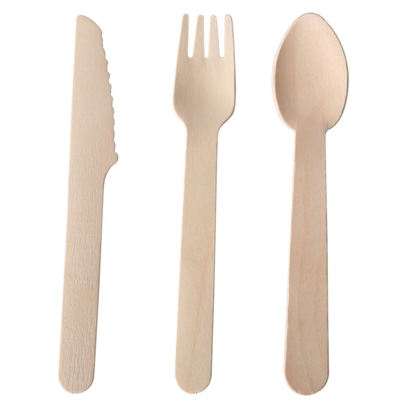 Wooden knife, fork and spoon birch disposable wooden tableware cake wooden spoon dessert wooden fork spoon honey spoon wooden knife