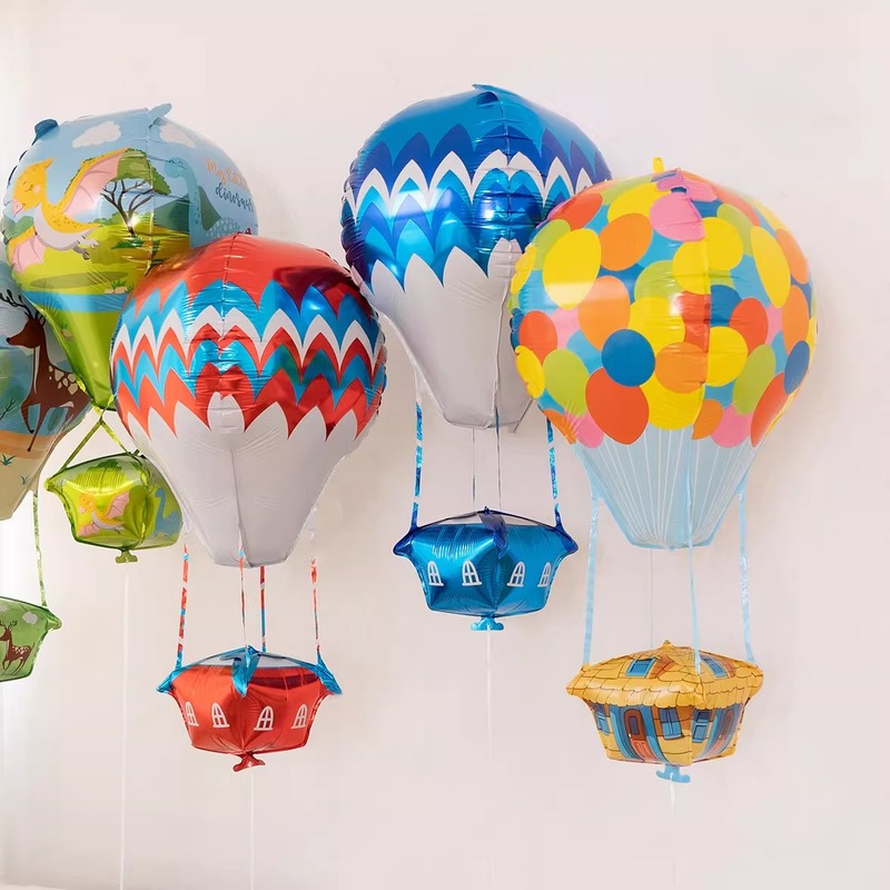 Xiaohongshu ins4D hot air balloon aluminum film balloon birthday party night market children's day classroom decoration arrangement