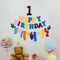 ins birthday celebration flag felt non-woven cloth flower 100th anniversary party decoration flag photo background