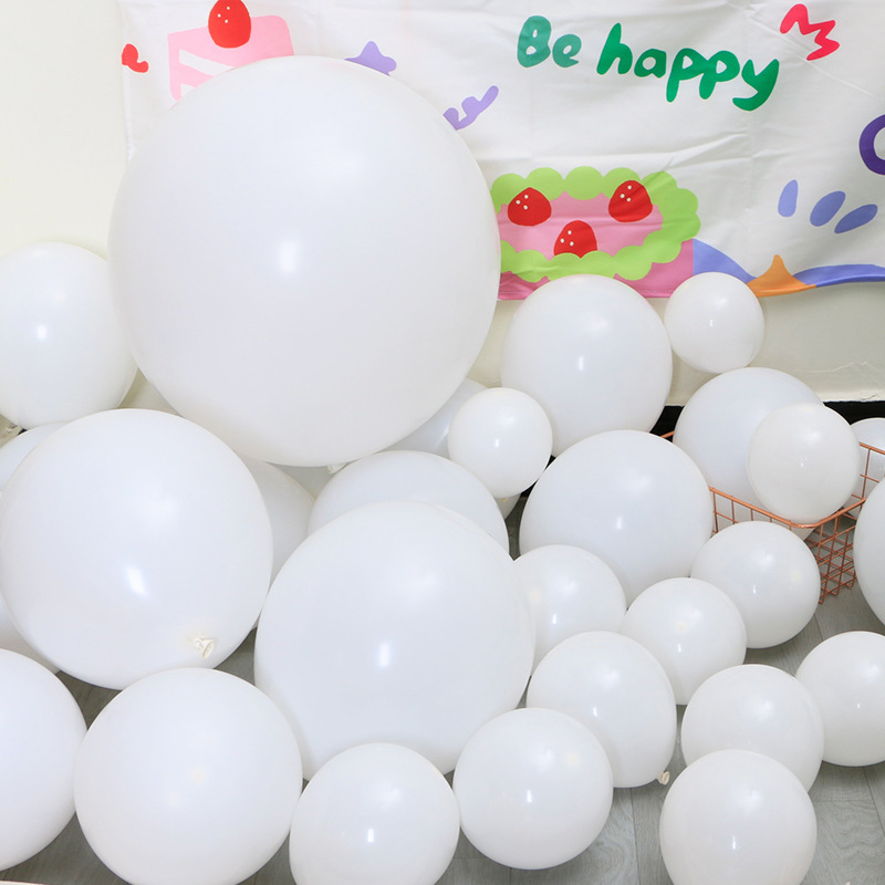 White balloons 5 inches 10 inches 12 inches 18 inches irregular balloon chain wedding party decoration golden round tail