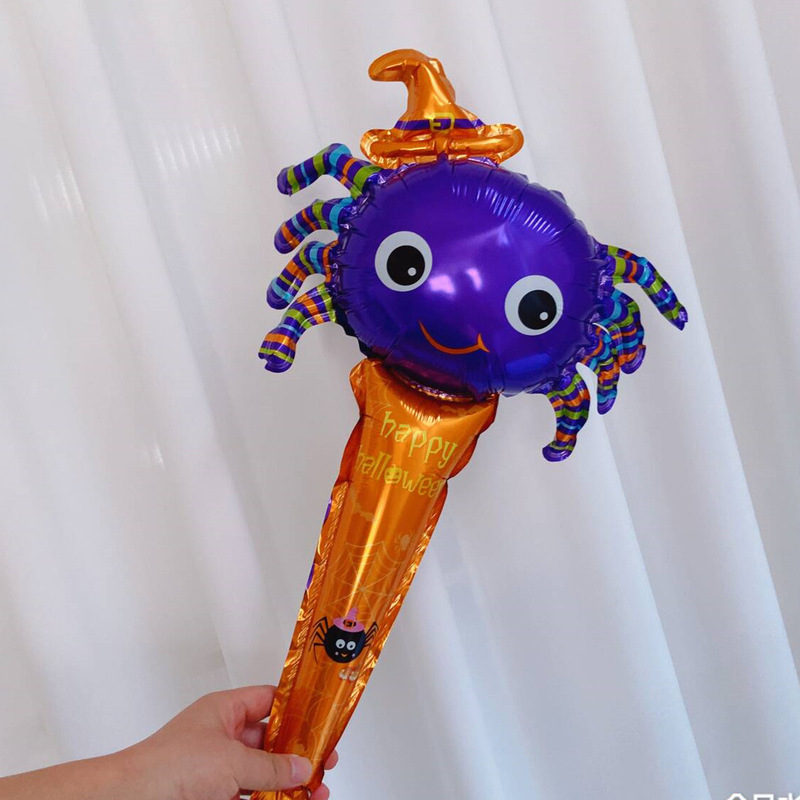 Halloween large headband with long stick aluminum film balloon ghost festival ghost pumpkin spider bat funny headdress