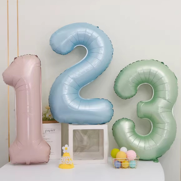 40-inch ins style baby pink blue digital aluminum film balloon birthday decoration party retro olive green digital balloon