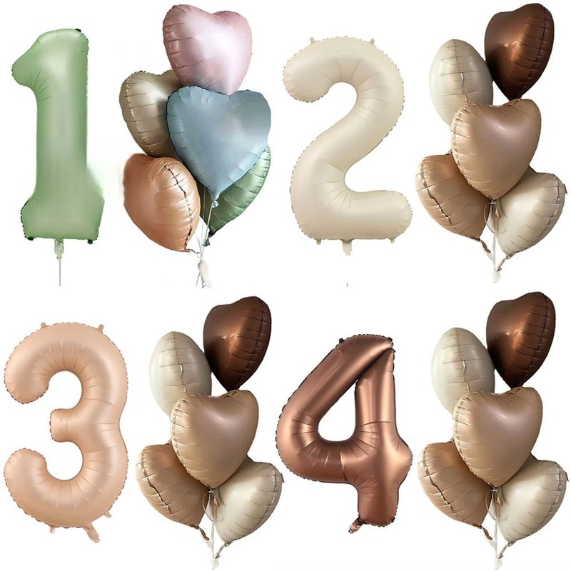 Party Balloon Set Love Photo Props Birthday 40-inch Retro Cream Caramel Chocolate Aluminum Film Numbers