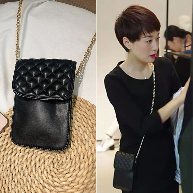 Mini bag Ma Yili's same style mobile phone bag for women shoulder crossbody Internet celebrity black diamond chain bag for women
