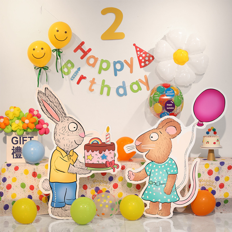 Little Red Book's same style Posey and Pip children's birthday decoration scene layout balloon baby first-year party kt board
