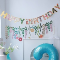 Ins style Amazon best-selling retro flower birthday pull-up banner pull-up bunting party decoration supplies