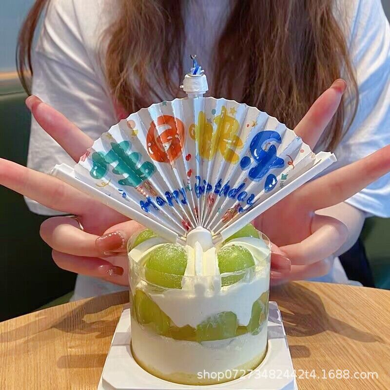 Fan-shaped clown birthday candle banner creative funny internet celebrity ins children boy cake decoration trick arrangement