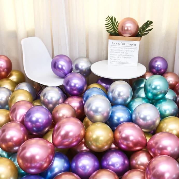 Factory direct sales 12-inch 2.8g metallic latex balloon chrome-plated latex ball cross-border wholesale 100 pcs/pack