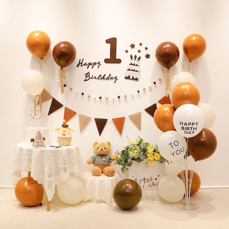 Birthday flag one-year-old layout boy baby child girl balloon background wall scene layout party supplies