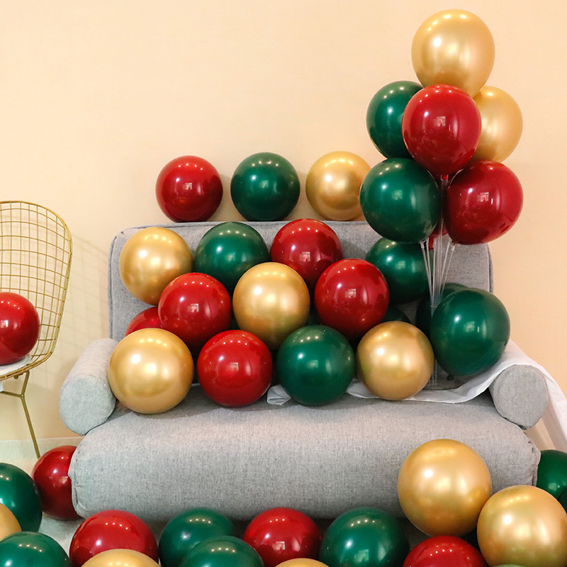 12-inch 10-inch latex Christmas red and green printed balloons decoration balloons store event wholesale balloons