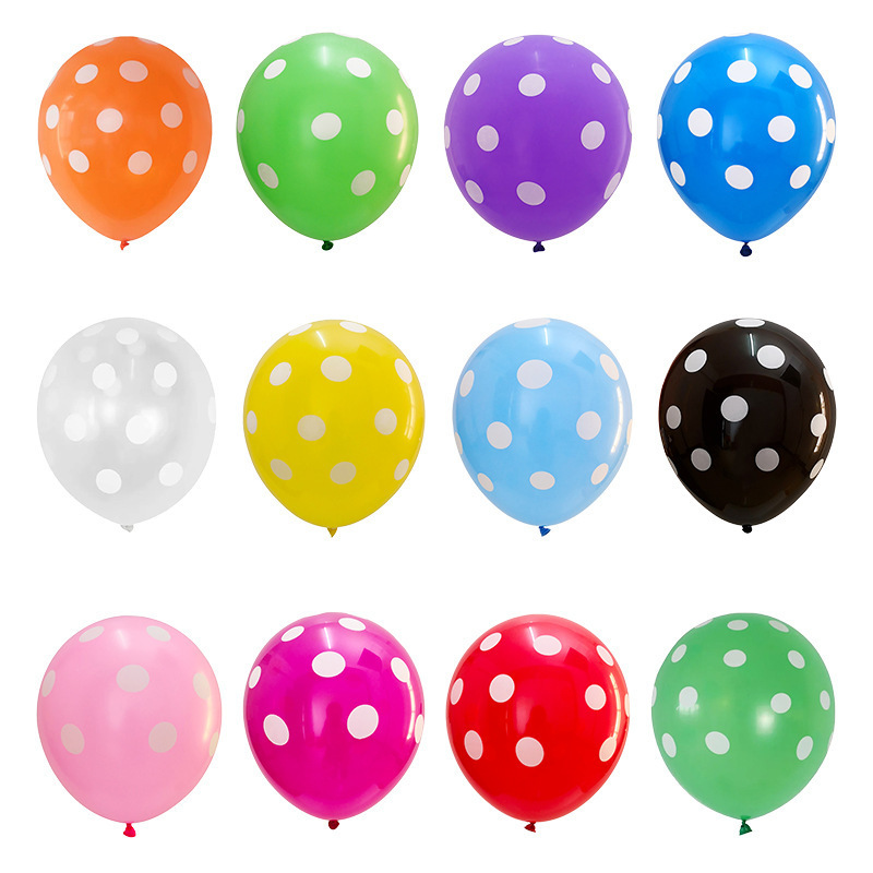 Wholesale 12-inch 2.8g five-sided full flower polka dot latex balloon party event holiday decoration polka dot decorative balloon