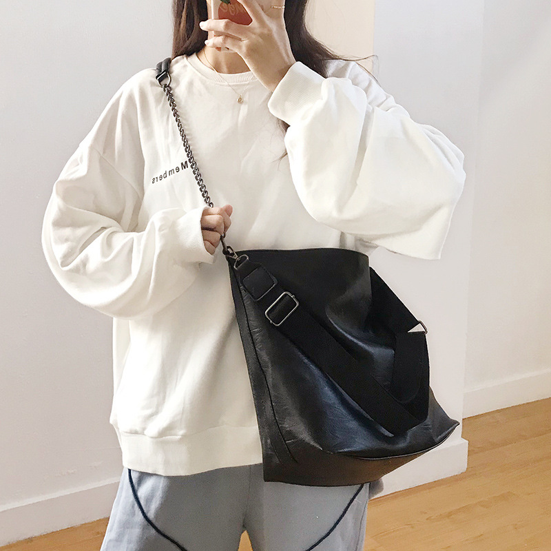 Large bag women's new trendy Korean version simple student large capacity handbag daily chain shoulder crossbody bag