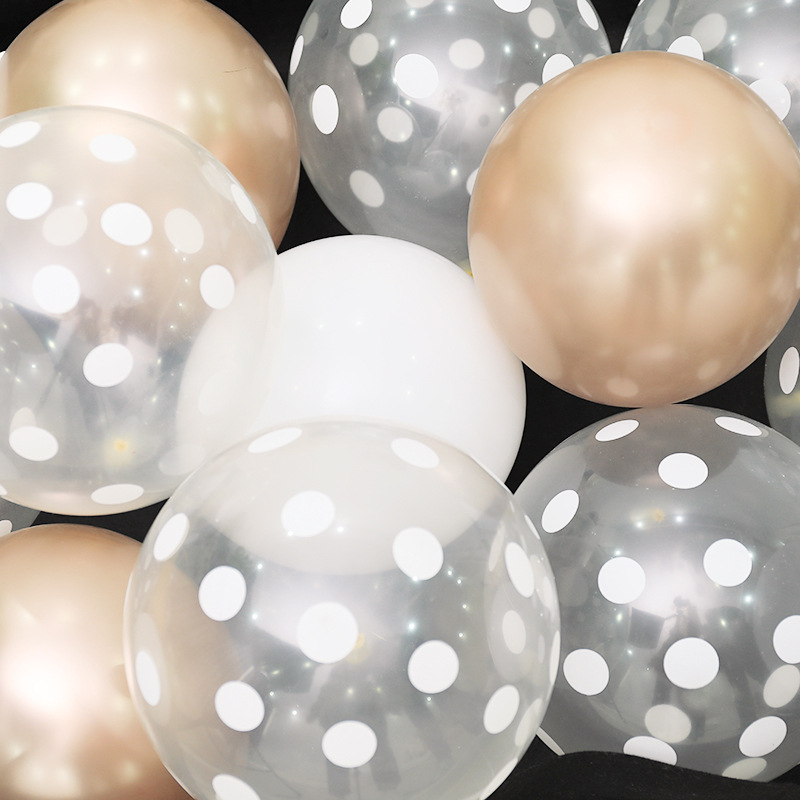 Cross-border transparent printed colorful polka dot snowflake balloons wedding birthday party balloons wedding round polka dot balloons