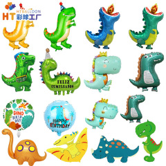 Dinosaur Balloon Crown Cartoon Green Crown Dinosaur Forest Birthday Party Decoration Aluminum Film Balloon Wholesale