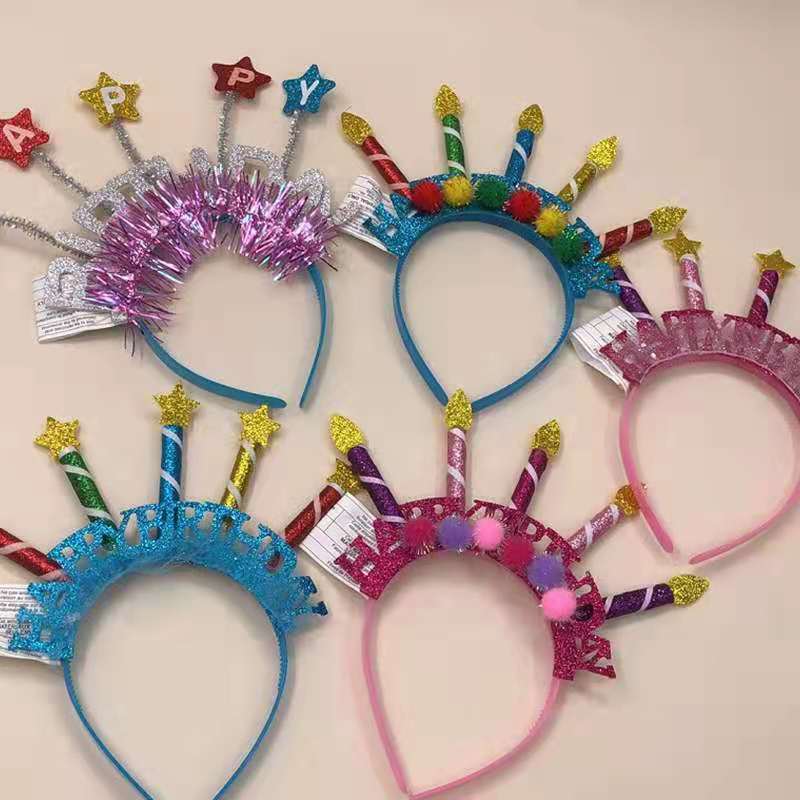 Cross-border hot selling birthday party decoration letter candle headband happy birthday crown headband face wash and hair