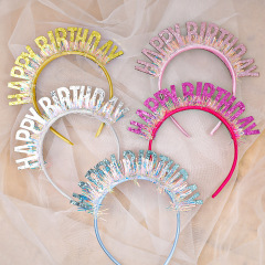 New glitter gold wire birthday hat happybirthday happy birthday headband headband birthday party decoration
