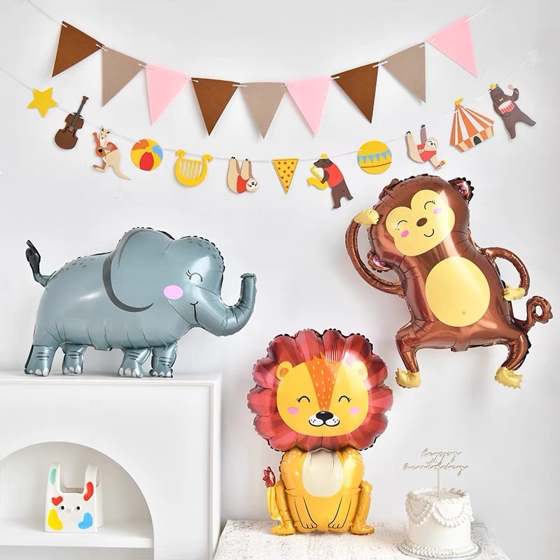 New cartoon animal balloon elephant monkey cat shape aluminum film balloon birthday party scene decoration arrangement