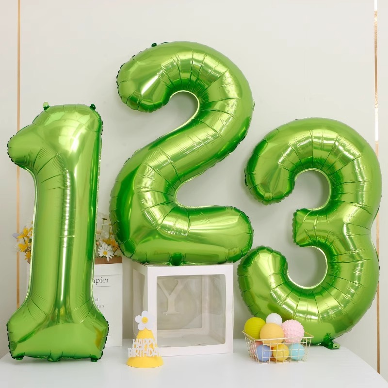 40-inch fruit green digital aluminum film balloon birthday decoration children's party picnic photo large digital balloon