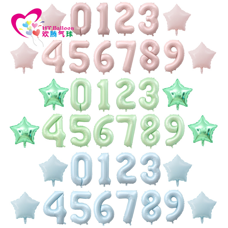 New 40-inch olive matcha green baby pink blue love number BABY photo decoration birthday number balloon