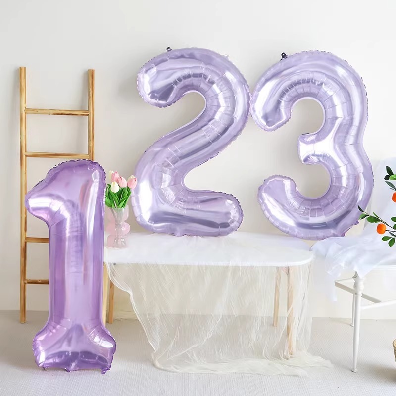 32-inch purple crystal jelly color digital aluminum film balloon children adult birthday decoration 1 year old scene layout