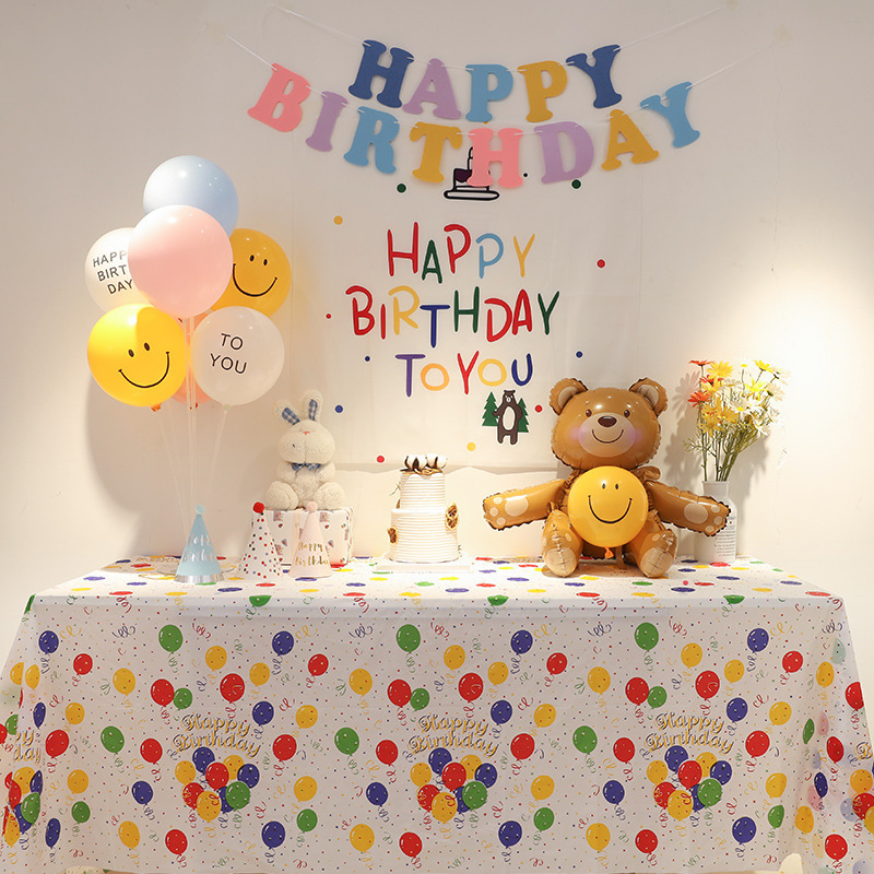 Disposable tablecloth rectangular birthday atmosphere party ins style children's plastic home picnic photo props