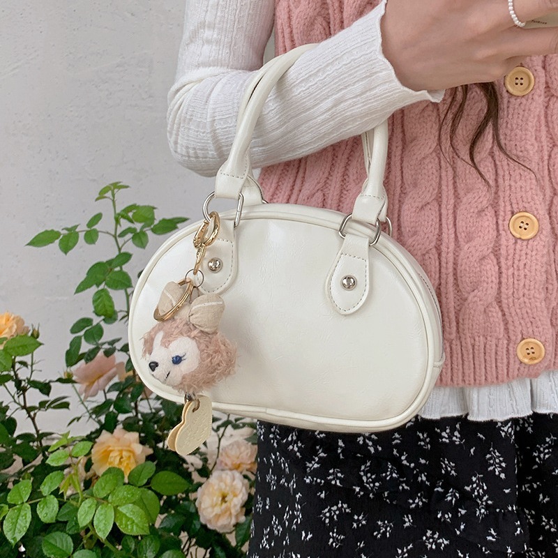 High-end niche bowling bag for women 2024 new trendy one-shoulder crossbody bag for girls popular handheld round bag