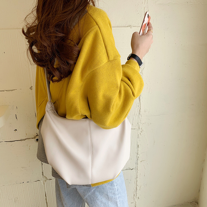 Korean spring and summer new retro minimalist pleated dumpling bag ins women's bag trendy daily shoulder bag cross-body croissant bag