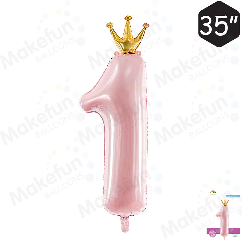 Metallic princess prince first birthday party background layout crown number conjoined fine packaging aluminum film balloons