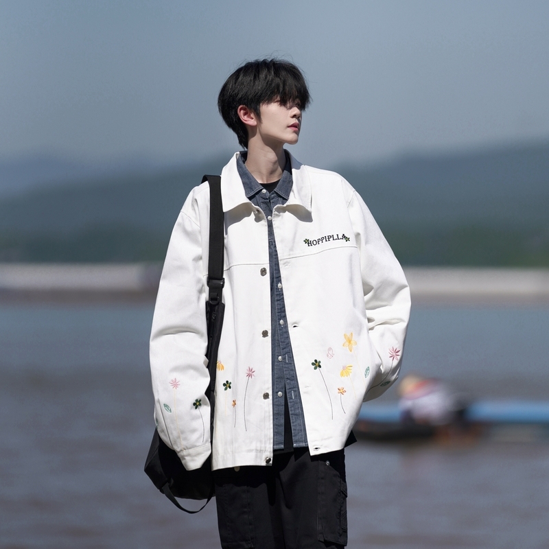 Camera Photo Original Floral Large Size Hong Kong Style Loose Baseball Uniform Jacket