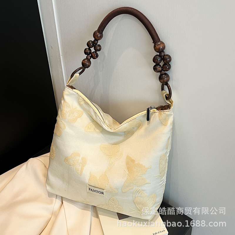 New Chinese style national style bag for women 2024 new fashion popular versatile shoulder bag large capacity commuter bucket bag