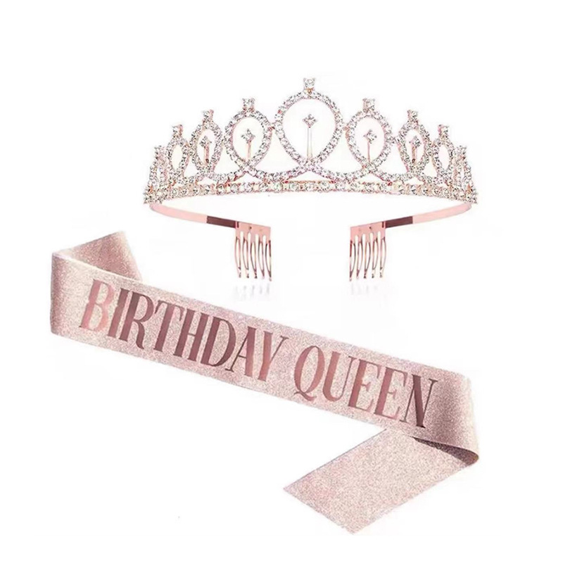 Diamond crown headband birthday party etiquette shoulder strap Hong Kong style ins goddess birthday photo dress birthday