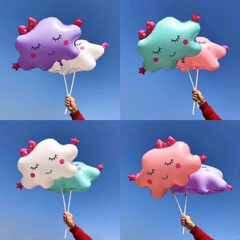 Macaron rainbow cloud aluminum film balloon rainbow tassel smiley cloud birthday party decoration floating balloon