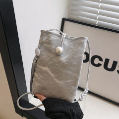 New Chinese-style mobile phone bag, cross-body small square bag for women, Korean style casual shoulder bag, personalized, beautiful and simple small bag