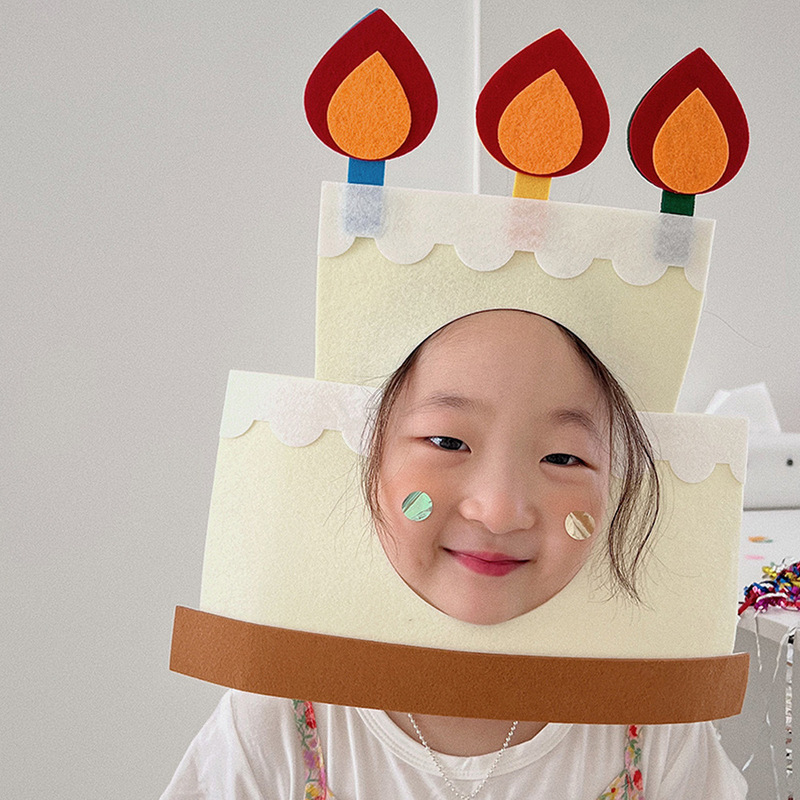 Ins style Xiaohongshu creative cake hood hat funny photo decoration props birthday party selfie mask