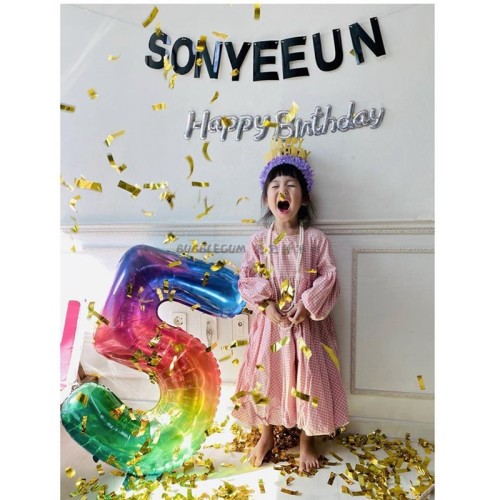 A947 children boys and girls birthday scene layout ins gradient rainbow 40-inch large digital decoration dress up for photos