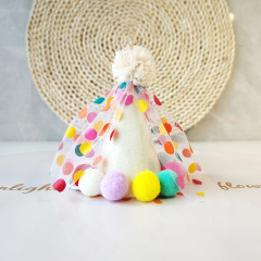 Cross-border new ins colorful ball dot yarn pet hat birthday hat cat decoration dog holiday hat bib