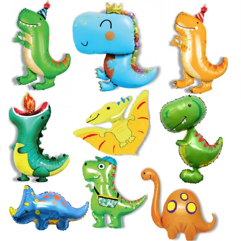 Q version cartoon cute dinosaur aluminum film balloon birthday party decoration tyrannosaurus rex fire-breathing dragon school bag dragon balloon