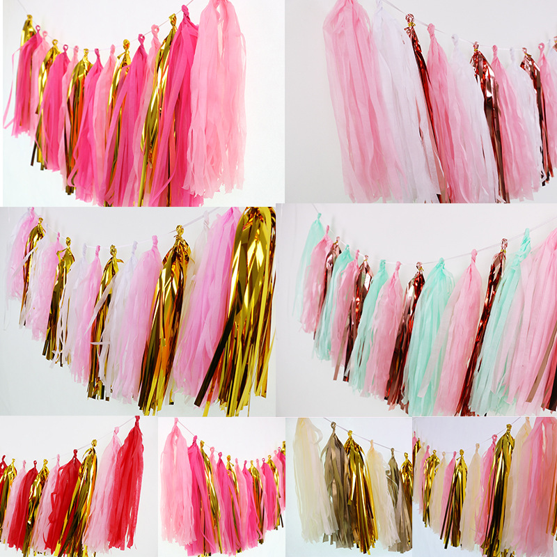Paper Tassel Set Ribbons Latte Art European and American Wedding Birthday Wedding Party Decoration Supplies Paper Tassel Wholesale