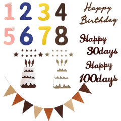 Felt digital garland hanging flag children boys and girls 100th birthday scene layout decorative atmosphere props
