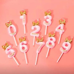 Digital Candle Cute Pink Bow White Little Hat First Year Candle Party Party Cake Candle Insert