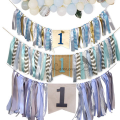 ins haze blue series dining chair flag children high chair birthday banner party supplies wholesale