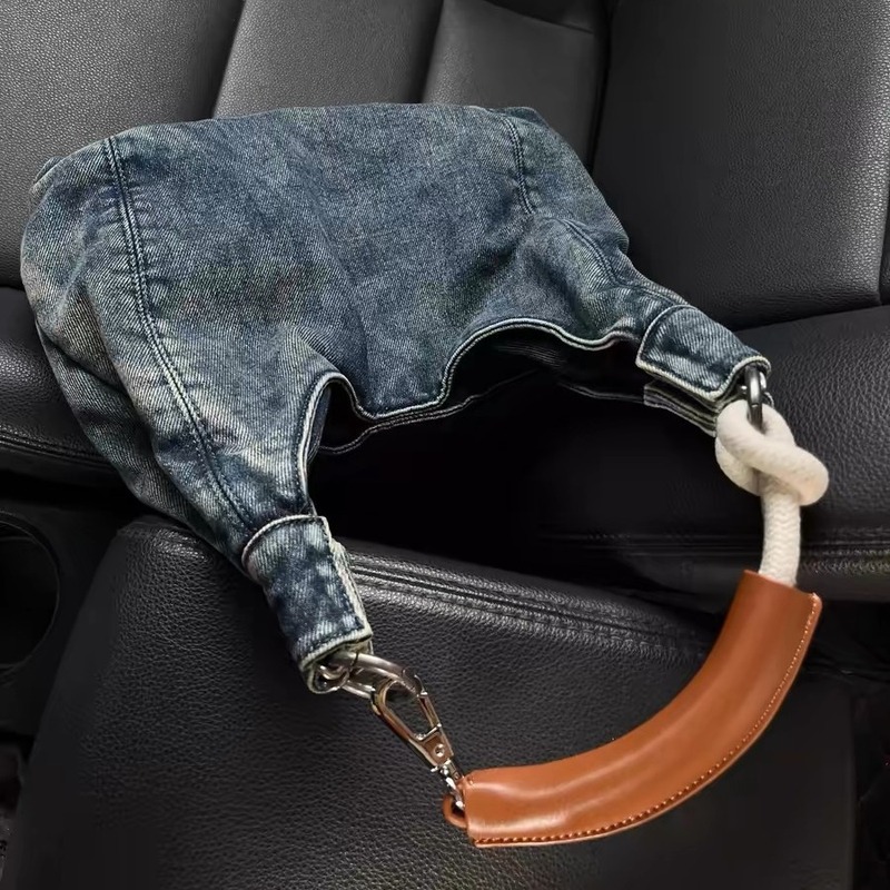 High-end denim tote bag for women 2024 spring and summer new niche casual commuting armpit bag hot girl shoulder bag