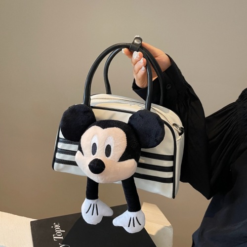 Cartoon Mickey portable bowling bag for women 2024 new cute doll shoulder crossbody bag hand semi-circle bag