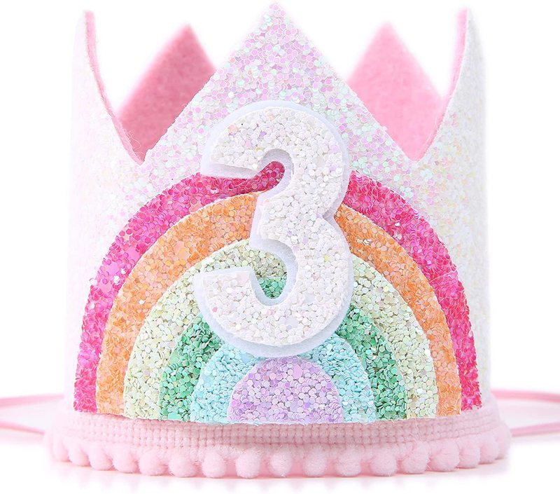 Children's handmade baby first birthday hat Felt rainbow theme birthday party crown Children's hair accessories