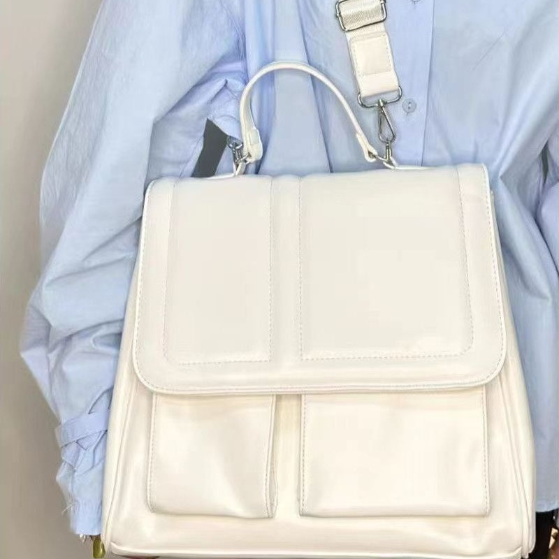 Niche design 2024 new original student party commuting milk white backpack versatile cross-body bag