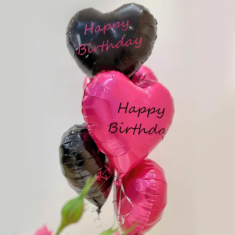 Internet celebrity happy birthday heart-shaped aluminum film balloon black rose red theme party background scene floating balloon arrangement